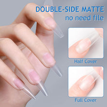 INPING No File Nail Tips, 240PCS Soft Gel Full Cover Nail Tips, Double-Sided Matte Pre-Buff Break Resistant Short Gel Tips for Nail Extensions, French Manicure Nail Salons,15 SIZE SHORT SQUARE