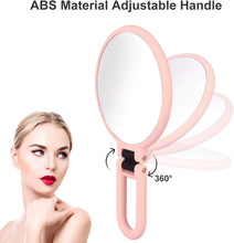 15x Magnifying Hand Held Mirror, Linkstyle Double Sided Makeup Mirror with 1X 15X Magnification and Adjustable Folding Handle, Professional Handheld Stand Travel Mirror, Pink