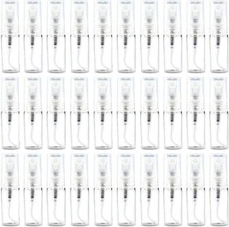 mciskin Spray Bottles,30 Pcs Mini Spray Atomizer Empty Bottle for Travel Samples Clean Cloth Liquid Party Makeup Tool,Perfume,Protable Mist Plastic Refillable Bottle with 3ml