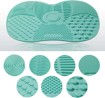 2 Packs Makeup Brush Cleaning Mat, Silicone Makeup Brush Cleaner, Makeup Brush Cleaning Pad and Scrubber with Suction Cup, Portable Washing Tool for Makeup Brushes (Pink & Green)