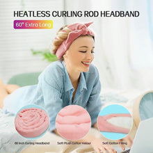 Heatless Curlers Headband Soft Hair Rollers with Clips No Heat Hair Curlers Satin Heatless Curling Set for Long Medium Hair (Pink)