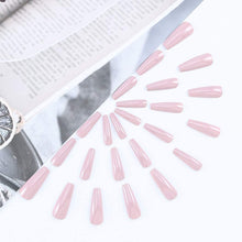 Neckon Coffin False Nails Long Nude Fake Nails Ballerina Acrylic Press on Nails Pure Color Full Cover Stick on Nails 24pcs for Women and Girls