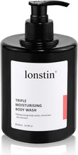 lonstin Body Wash 500ml, Argan Oil Triple Moisturizing Shower Gels for Women & Men, Hydrating Shower Body Cream for Dry & Normal Skin Types Help Reduce Itchy, Acne, Eczema, Body Odor, 16.9 Fl Oz