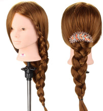 Neverland Training Head, Hairdressing Styling Head 24" Brown 50% Real Hair Cosmetology Hairdressing Mannequin Manikin Doll Head with Makeup Function+ Braid Set+ Free Clamp