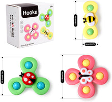 Hooku 3 Pcs Suction Cup Spinner Toys, Baby Fidget Toy, Spinning Toys for Toddlers 1-3, Sensory Early Education Bathtub Toy Dining Chairs Birthday Gifts Boy Girl