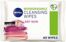 NIVEA Biodegradable Cleansing Wipes Dry Skin (40 sheets), Biodegradable Wipes made from 100% Plant Fibres, Make-Up Wipes, Face Wipes Makeup Remover