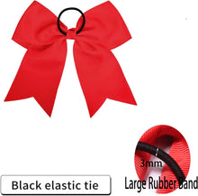 Jeffan 2 Pieces 8 Inch Large Ribbon Bows Hair Ties School Girls Red Ribbon for Hair Ponytail Holders Hair Styling Accessories (Red)