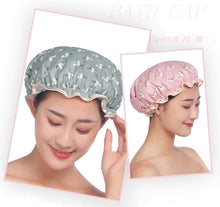 2 Pcs Bath Caps Elastic Band Double Layers Waterproof Shower Caps With Ruffled Edge Covering Ears Keeping Hair Dry Kitchen Oil-proof Cap for Girls and Women