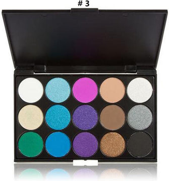 LyDia 15 COLOURS EYESHADOW PALETTE Smokey Eye Effect Neutral Nude/White Highlight/Brown/Black/Chocolate/Purple/Blue/Green/Grey Silver 3 (15 colours eyeshadow 3)