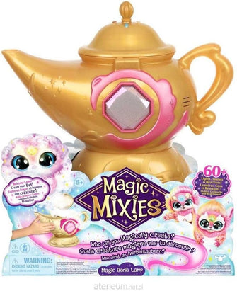 Magic Mixies Magic Genie Lamp with Interactive 8 inch Pink Plush Toy & 60+ Sounds and Reactions, Perform The Magic Steps to Unlock a Magic Ring & Reveal a Pink Genie Mixie From the Real Misting Lamp,