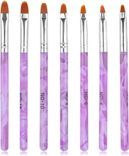 Jinlaili 7PCS Nail Art Brush Set, Purple Nail Art Tips Builder Brush, UV Gel Acrylic Nail Brush Nail Painting Brush Pen, Nail Art Design Painting Liner Pen Set, Acrylic Nail Brush Kit for Home Salon