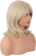 MapofBeauty 18 Inch/45 cm Layered Bangs Straight Synthetic Fiber Shoulder Length Hair Daily Use Wig (Blonde)