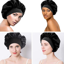 Hair Bonnet for Sleeping,2 Pack Bonnet with Wide Elastic Band, Hair Care Sleeping Head Cover Elastic Hat Hair Bonnet for Curly Hair,Night Sleep Cap Silky Bonnet for Women Girls (Black+Grey)