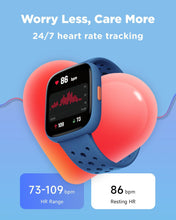 BIGGERFIVE Kids Smart Watch, 1.8" Fitness Watch Pedometer, Heart Rate, Sleep Tracker, IP68 Waterproof, Calorie Step Counter, Puzzle Games with/without APP for Girls Boys Teens 5-16, Blue