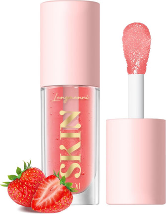 LANGMANNI No-Sticky Lip Gloss/Balm Lip Care,Fruit Flavoured Lip Oil For Dry Lip's Moisturizing Hydrating And Nourishing (Strawberry)