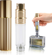 Fychuo Travel Perfume Atomiser Refillable, 5ml Portable Perfume Travel Bottle, Leakproof Mini Atomiser Perfume Spray Bottle for Handbag Elegant Dispenser for Women Men, Golden