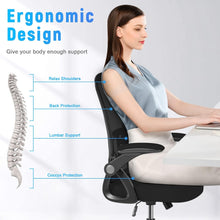 naspaluro Office Chair Ergonomic Desk with 90 Flip-up Armrest Lumbar Support, Height Adjustable Chair, Executive Swivel Computer Padded Seat Cushion for Home/Office
