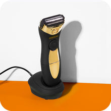 Cosmopolitan Electronic Lady Shaver, Cordless Electric Razor for Women, Hair Removal, Removes Short Hair, Dual-Blades, Trim Bikini Line, Leg Hair & All Body Areas, Rechargeable Device, Black & Gold