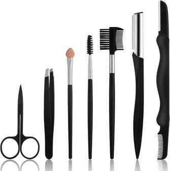 Lusofie Eyebrow Razor Eyebrow Kit, 7 in 1 Eyebrow Trimmer Set Including Brow Razors, Eyebrow Comb, Brush, Scissors, Tweezers for Women Men Eyebrow Shaping Kit