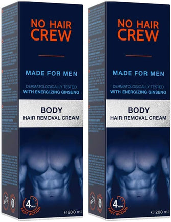 2 X NO HAIR CREW Body Hair Removal Cream  Depilatory Cream Made for Men, 200 ml (Set 2 x 200ml)