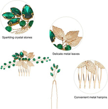 PLIGREAT 4 Pcs Green Rhinestone Crystal Hair Clips, Bridal Hair Pins Wedding Hair Clip Hair Catch Barrette Hairpins for Thin Hair Hair Styling Tools Hair Accessories for Stylist Women