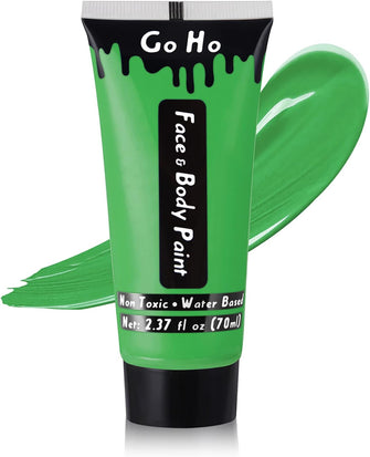 Go Ho Amazon Green Cream Face Body Paint(2.37oz,70ml),Water Based Green Hulk Witch Gamora Grinch Makeup Face Painting for Adults Children SFX Cosplay Costumes Festivals Halloween