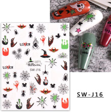 12 Sheets Halloween Nail Art Stickers Decals Self-Adhesive Cute Kids Spider Web Pumpkin Skull Bat Ghost Witch Nail Supplies Nail Art Design Decoration Accessories