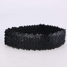 Lurrose Sequin Headband Sports Glitter Headdress Elastic Bling Headwear for Women Girls Black 1pc