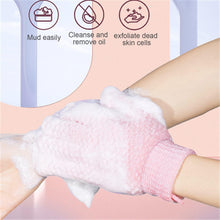 iJiZuo 2Pcs Exfoliating Wash Gloves, Scrub Gloves, Body Peeling Gloves, Natural Loofah Washcloth Exfoliating Glove, Also for Face, Legs, Ingrown Hair, Feet (Pink)