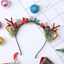 Carufin Christmas Antlers Hair Accessories Xmas Party Berry Flower Hair Hoop Headwear Hair Accessories for Women Girls (C)