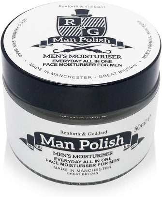 Man Polish Men's Moisturiser - Premium Sensitive Natural Anti Ageing Men's Moisturiser for Face 50ml