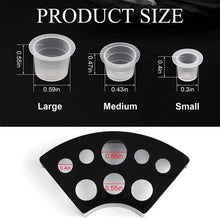 3 Piece Black Tattoo Cup Holder with 300 Piece Tattoo Ink Caps - EMALLA 300 Piece Tattoo Ink Cup 100 Small 100 Medium 100 Large for Tattoo Accessories Tattoo Supply