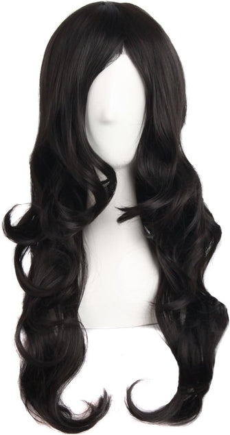 MapofBeauty 28 Inch/ 70 cm Charming Synthetic Fiber Long Wavy Hair Wig Women Party Full Wig (Black)