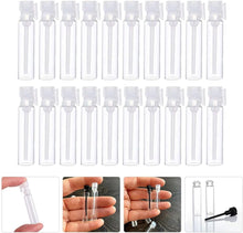 FRCOLOR Refillable Sample Perfume Bottles, 1ml Glass Vial Containers Mini Clear Glass Bottles Travel Perfume Bottle for Aromatherapy, Essential Oil, Fragrance and Liquid, 100pcs