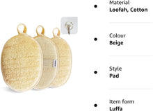 Natural Loofah Sponge Exfoliating Body Scrubber (3 Pack),Made with Eco-Friendly and Biodegradable Shower Luffa Sponge, Loofah for Women and Men, Beige