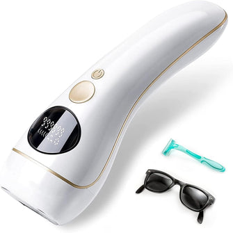 GERCY IPL Hair Removal Device with Ice Cooling Function, Laser Hair Removal, 2 Flash Modes, 5 Energy Levels, and 999, 999 Light Pulses Painless Permanent Hair Removal for Women and Men, Facial, Bikini