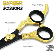 Haryali London Professional Hairdressing Scissors Hair Cutting Scissors Shears for Barber Salon - Overall Length 7.5" with Golden Stylish Handle & Adjustment Tension Screw