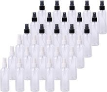 Lawei 30 Pcs x 100ml Spray Bottle Transparent Fine Mist Empty Plastic Travel Atomiser Spray Bottles Set Toiletries Liquid Containers for Cosmetic Make-up