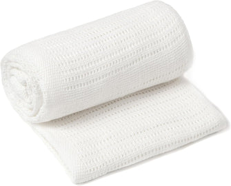 Clair de Lune Soft Cotton Cellular Baby Pram Blanket 90 x 70 cm (White)