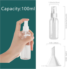 ACTTGGJ 8 Pcs Spray Bottles 100ml Small Empty Clear Fine Mist Travel Plastic Atomiser Bottle Set Refillable Liquid Containers Funnels and Labels Make-up Cosmetic Hair (ACTTGGJ)