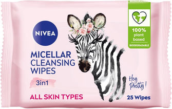 NIVEA MicellAIR SKIN BREATHE Biodegradable Make-Up Remover Wipes (25 Sheets), Makeup Remover Micellar Wipes, Biodegradable Wipes, Face Wipes Makeup Remover