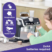 Casdon De'Longhi Toys. Barista Coffee Machine. Toy Kitchen Playset for Kids with Moving Parts, Realistic Sounds and Magic Coffee Reveal. For Children Aged 3+, Silver