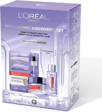 L'Oral Paris Hyaluronic Discovery Set Gift Set - Revitalift Filler 1.5% Hyaluronic Acid Serum, Day cream and Replumping Tissue Mask