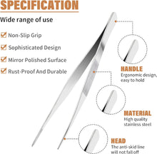 Hoxfly 2 PCS Precision Tweezers Set,Anti-Static Stainless Steel Tweezers Set Kit,Stainless Steel Straight and Curve Tip Tweezers,Eyebrow Tweezers Set,for Jewelry,Craft,Electronics