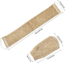 Homgaty Hemp Back Scrubber, 100% Natural Exfoliating Back Strap with Mitt, Exfoliating Loofah Back Scrubber with Handles for Shower Bath Men and Women