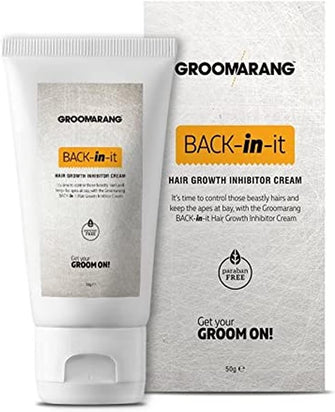 Groomarang Hair Growth Inhibitor Cream Permanent Body and Face Hair Removal - Modern Day Ant Egg Cream - Back In It - Paraben Free Hair Remover Cream Face And Body - MADE IN UK - 50G