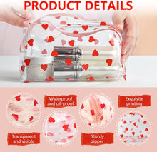 flintronic 3 Pcs Clear Pencil Case Large Pen Bag,Transparent Cosmestic Makeup Bags, PVC Pencil Case Stationery Pouch,Cute Heart Daisy Sunflower Pattern Bags,for Women and Girls