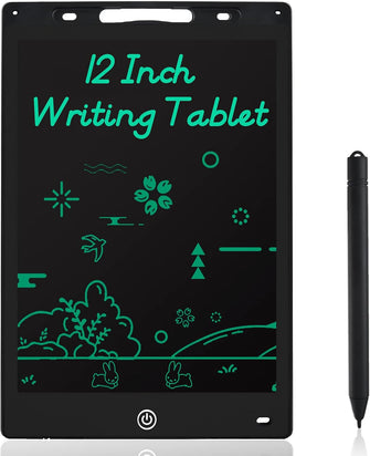 LCD Writing Tablet, 12 Inch Electronic Kids Drawing Board, Portable Graphics Pad with Lock Function, Reusable Message Memo Board for Home, School & Office