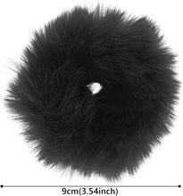 CHEERYMAGIC 2 Pcs Faux Rabbit Fur Hair Ties Fluffy Elastic Hair Scrunchies Ponytail Scrunchies Hair Accessories A2-MRFQ (Black)