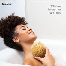 Naroa Unbleached Grass Sea Sponge Natural Exfoliating  Body Puff for Adults Shower and Bath Mediterranean Scrub with Rope